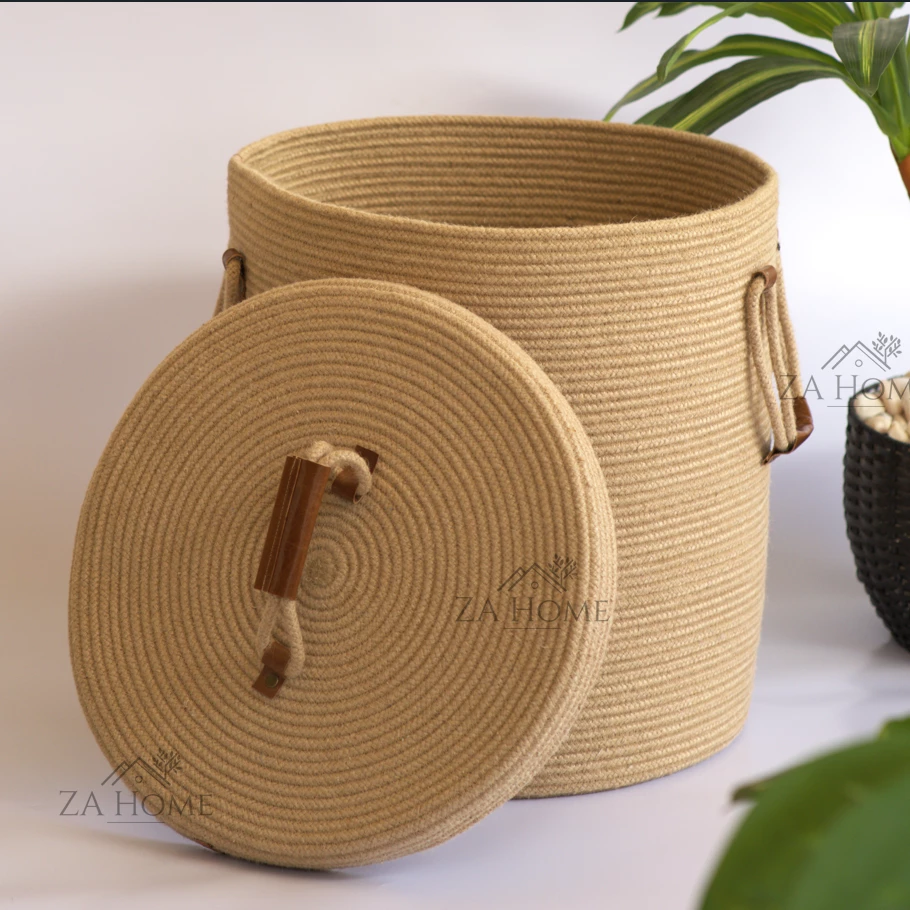 porte linge avec couvercle panier jute