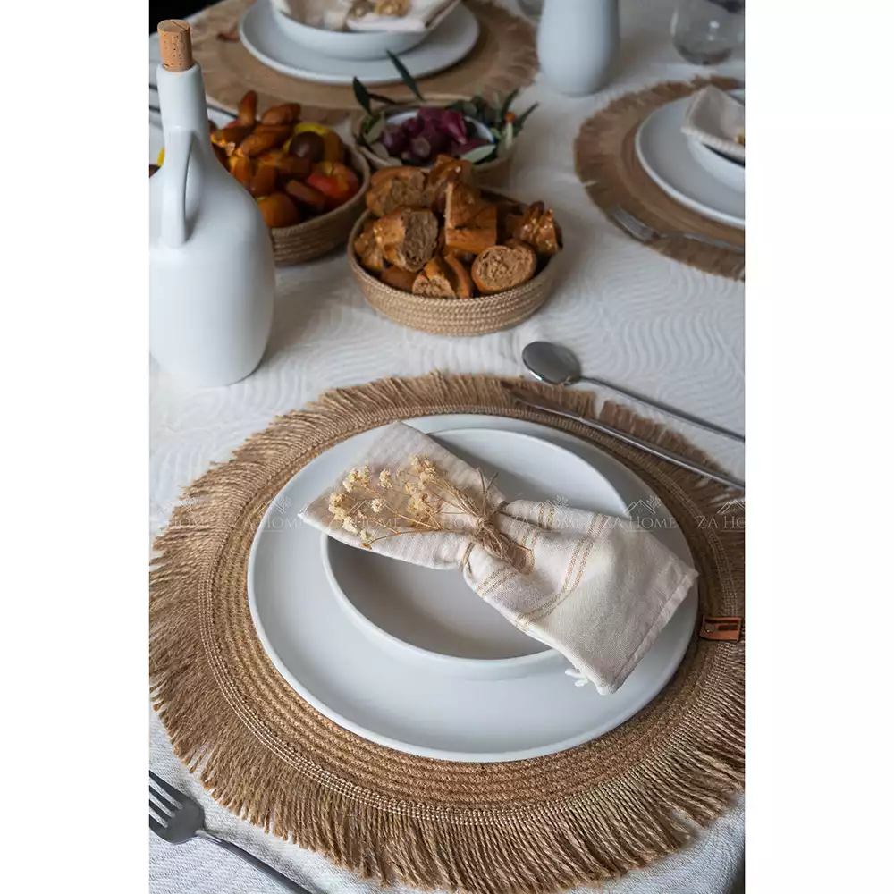 set de table rond jute